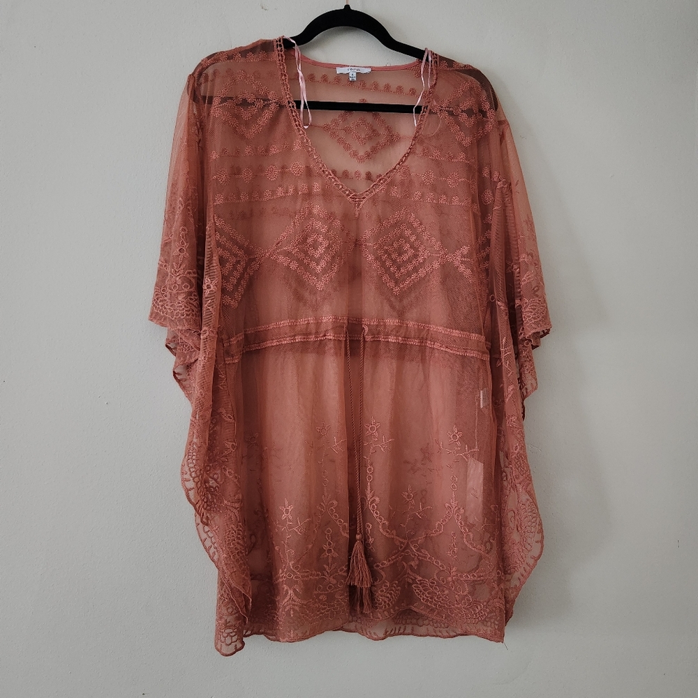 Blashe Sheer Embroidered Swim Cover Up New Lace Size Small Summer Travel vacay